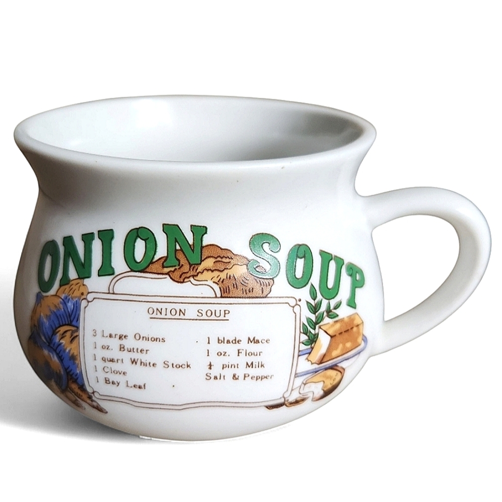 Vintage Ceramic Onion Soup Recipe Mug Bowl